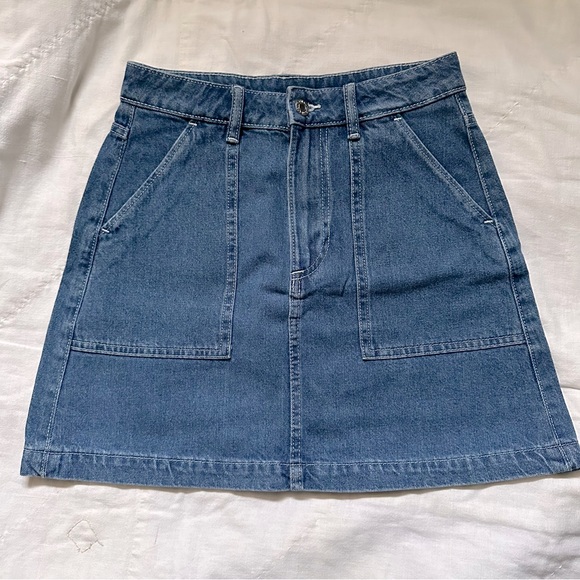 Denim A-Line Mini Skirt - Picture 2 of 8